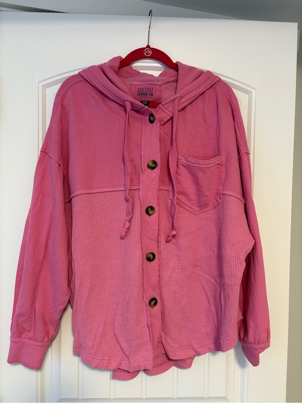 American Eagle Outfitters Rose Pink Hooded Button-Up Jacket